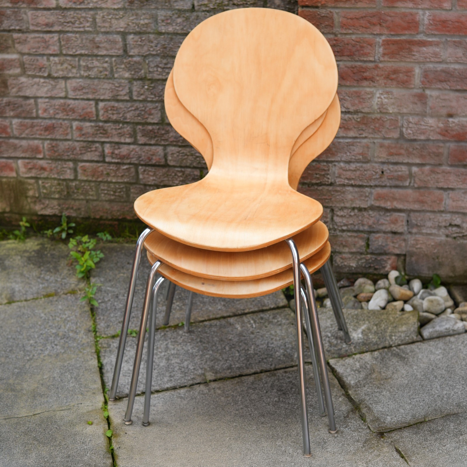 3 x Vintage Mid Century Bent Plywood Chairs Arne Jacobsen Ant Fritz Hansen Style