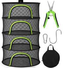 Herb Drying Rack Hanging Mesh 4 Layer 24" with Zipper, Garden Pruning Shear, ...