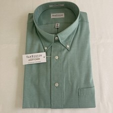 New Van Heusen Easy Care Button Down Long Sleeve Green Dress Shirt 17 3233 Xl