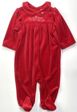 New With Tags Polo Ralph Lauren Girls Red Velour Holiday Romper sz 6m