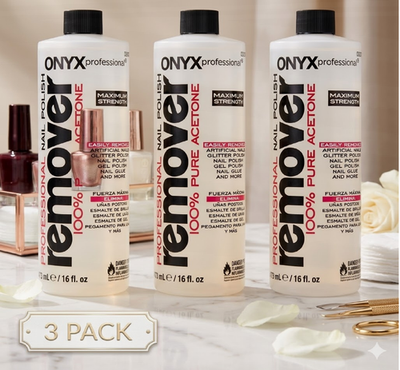 #ad Pack of 3 Onyx Professional 100% Pure Acetone Nail Polish Remover 16 fl oz $9.99