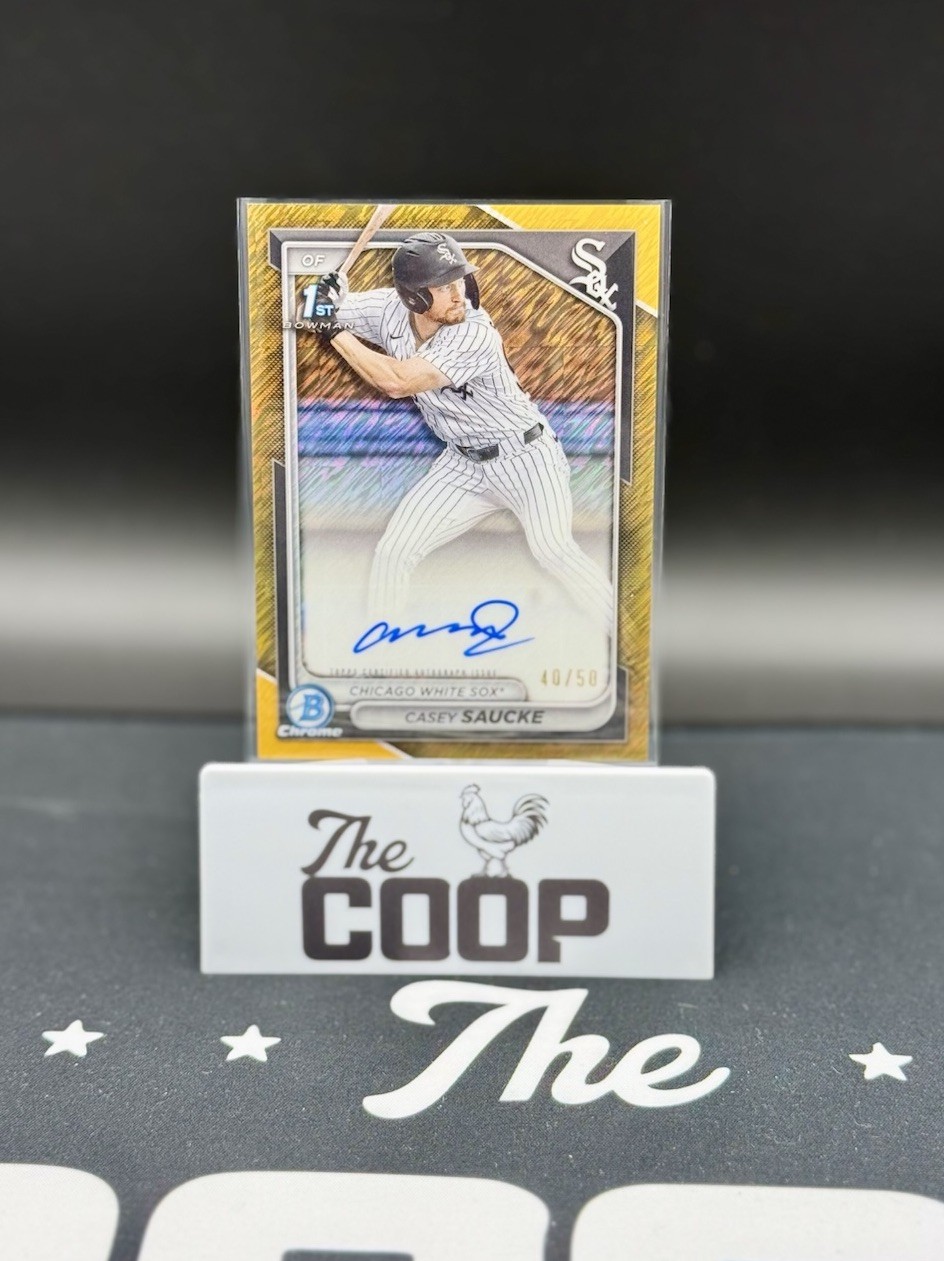 2024 Bowman Chrome Draft CASEY SAUCKE 1st Gold Shimmer Auto /50