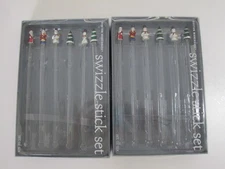 Boston Warehouse Christmas Themed Swizzle Stick Set - Lot of Two - NEW Sealed