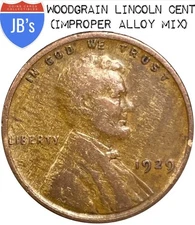 1929 (P) Lincoln Wheat Cent Penny - WOODGRAIN WOODY - Alloy Mixture Error