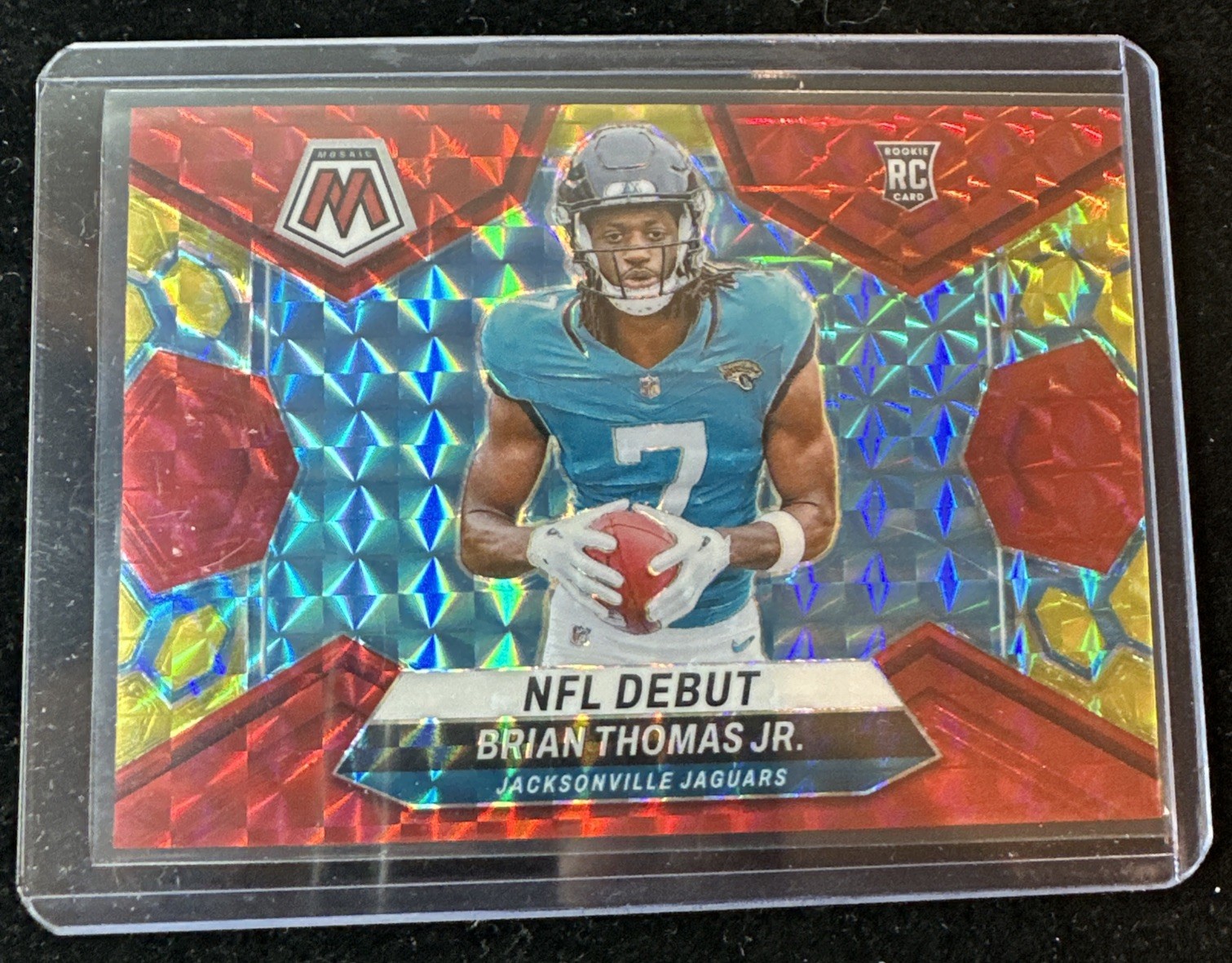 2024 Mosaic Brian Thomas Jr. Fusion Red Yellow RC #282 Jersey Match 7/80 🔥