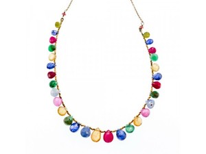 Authentic 925 Sterling Silver Gold Plated Agates "Mood" Necklace Italy