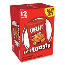 Cheez-It Baked Snack Crackers, Extra Toasty Crackers, 1 oz Bag, 12/Box