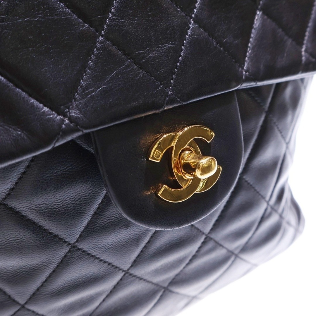 Auth CHANEL Matelass Coco Mark Backpack Black Lam… - image 5