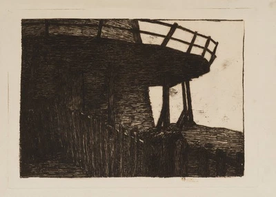 R. VOORTMAN (19.Jhd, 20.Jhd), Erhöhte Plattform am Ufer, Rad. Moderne 1900-1924 - Bild 1 von 4
