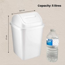 5L Bathroom Bin Swing Top Dust Bin Plastic Waste Paper Basket Office Kitchen New