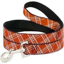 Dog Leash 6-FEET Plaid X4 Oranges/White