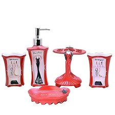 5 Piece Bathroom Set, Collection Bath Set Features Soap Dispenser, Toothbrush...
