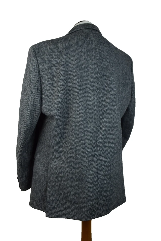 Harris Tweed Tailored Country Navy Herringbone Blazer Jacket 46R #55 IMMACULATE - Image 4 of 4