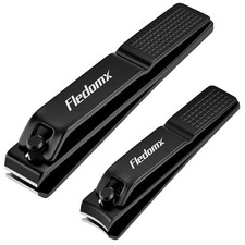 Nail Clippers Set – Fingernail and Toenail Black- Curved & Straight Blade