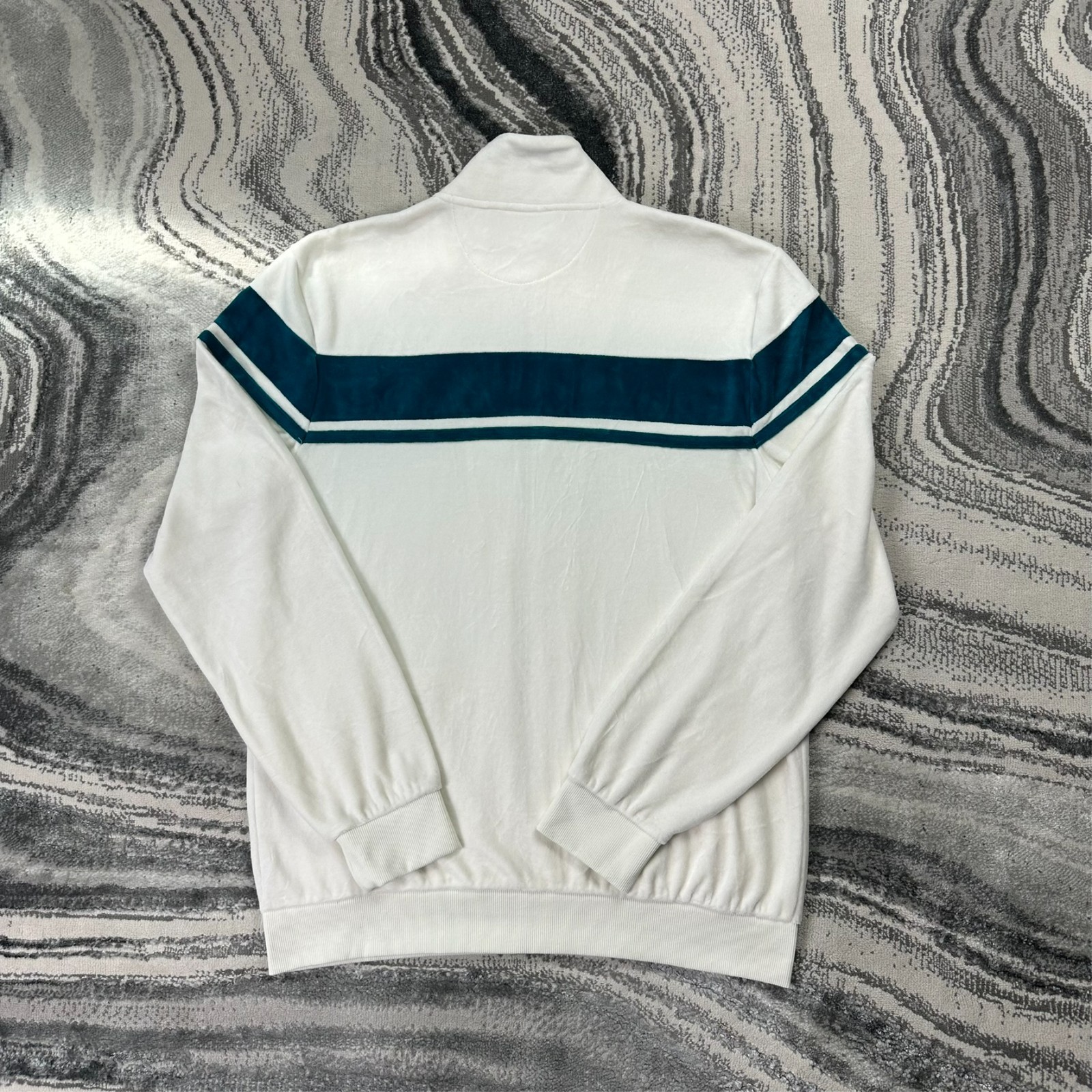 Vintage Sergio Tacchini White Velour Damarindo Size XL Funnel Neck Track Jacket image 8