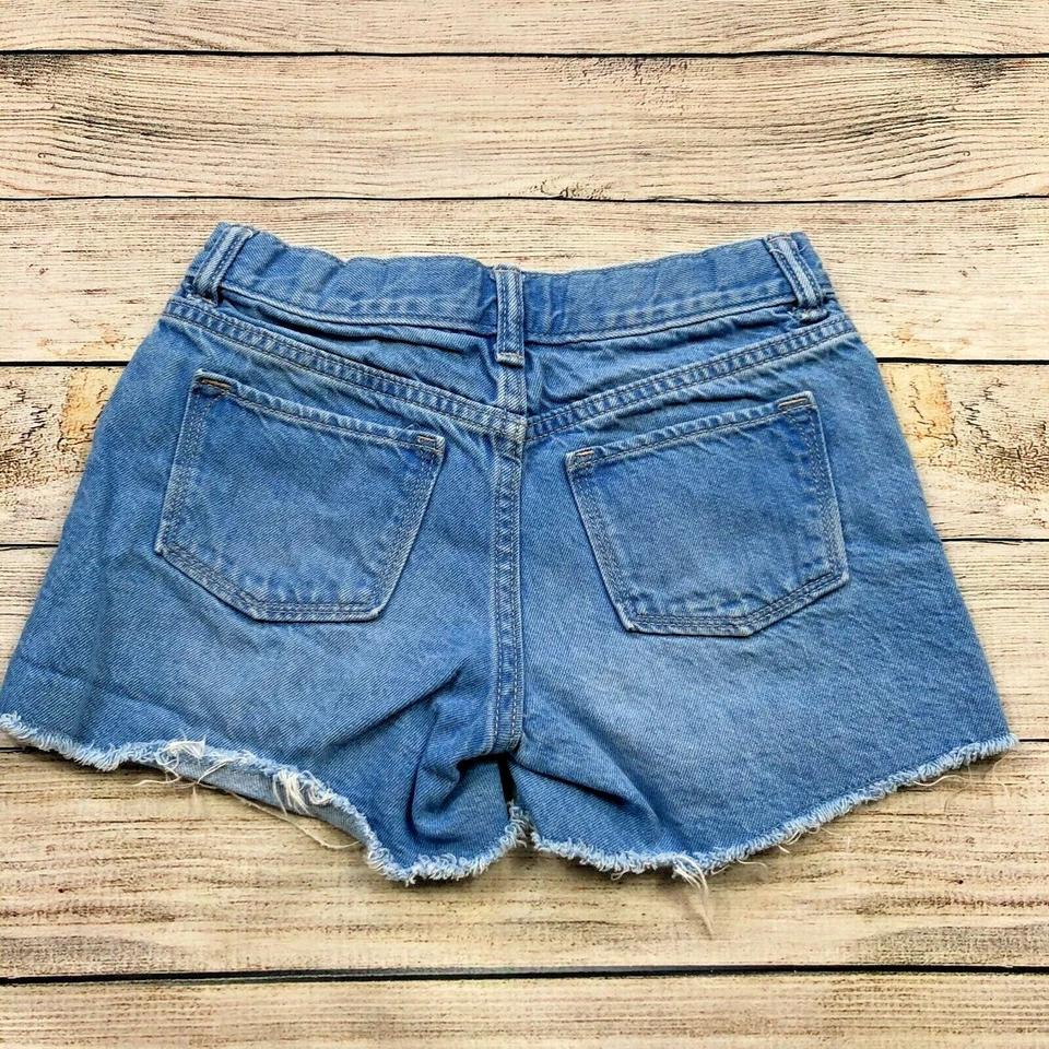 Pantalones Cortos Vaqueros Denim Vintage Azul Marino Niñas Talla 10 Crochet Encaje Bolsillos Diente de León G54 Foto 2 de 4