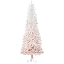 HOMCOM 6ft Pink & White Pencil Fir Artificial Christmas Tree