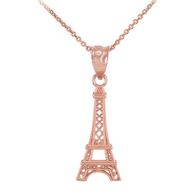 Gold Eiffelturm Anhänger Halskette 10K 14K Gelb Weiß Rotgold Paris Charm