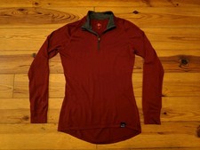 ISOBAA MENS RED ZIP NECK WOOL BASE LEYER JUMPER VGC SIZE L