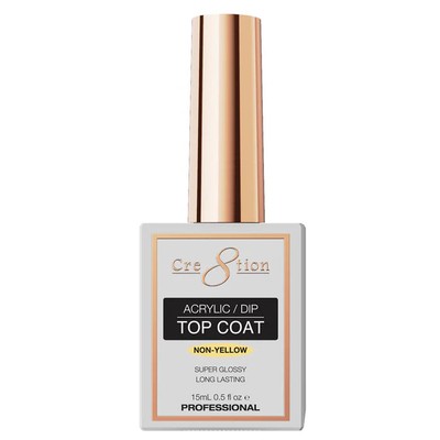 Cre8tion Acrylic Top Coat Gel 0.5oz/15mL Super Gloss Non Yellow BRAND NEW