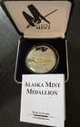 Airplane Alaska Mint Gold Gilded Proof Coin 1 Troy Oz .999 Fine Silver Round 999