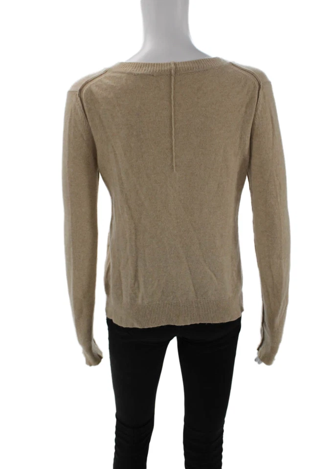 Suéter tejido cachemir cuello en V manga larga marrón talla pequeña Inhabit para mujer Foto 3 de 4