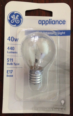 GE 35156 Appliance Bulb 40-Watt  Intermediate Base S11 Bulb type  New