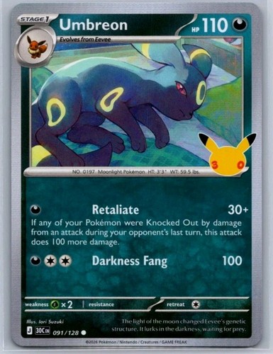 Pokemon TCG Umbreon 091/128 30th Celebrations