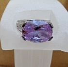 Sz 7 Vintage Sterling Silver & Light Purple Moissenite (17 x 12mm) Ring 8.8 gr