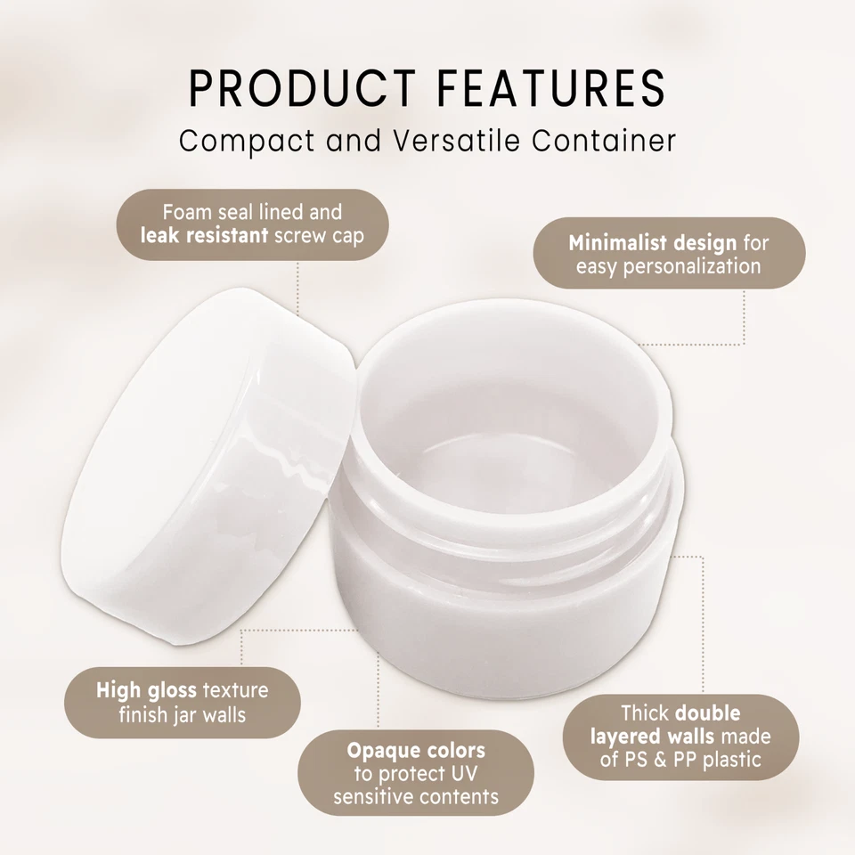 480 Pcs 7g White Cosmetic Empty Jar Pot Eyeshadow Makeup Face Cream Lip Balm 7ml - Image 3 of 4