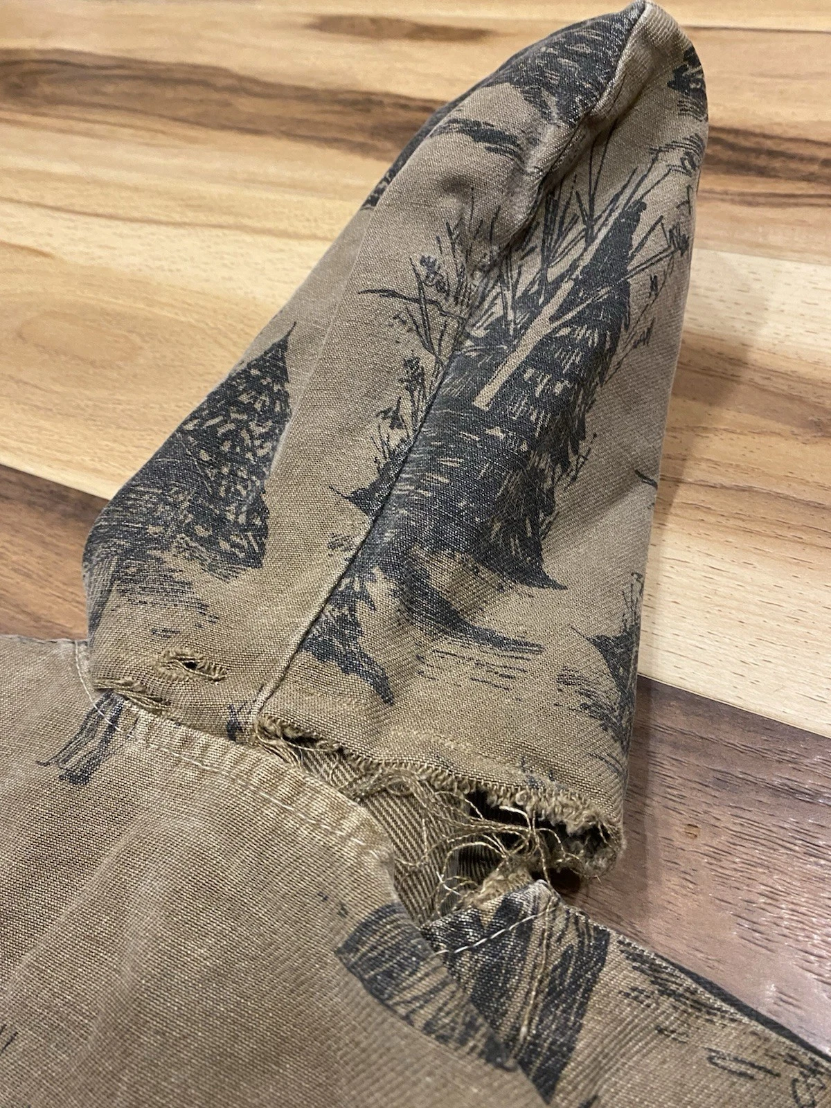 Vintage Michigan Rag Co Cabin Forest Print Hooded Canvas Jacket Distressed Rare - product detail image 9