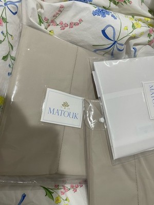 $215 Matouk Italy New 2pc Standard Cases Milano 600TC Percale DUNE