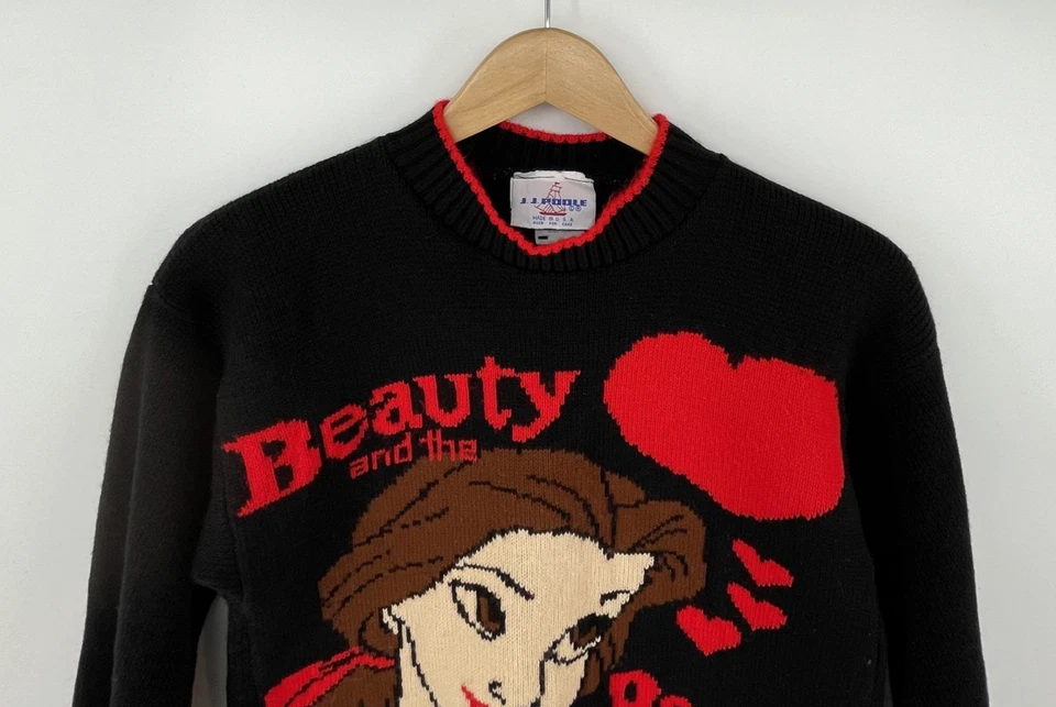 Raro Suéter Vintage Años 80 90 La Bella y la Bestia Niños Bella Niñas Talla 10 Acrílico Foto 4 de 4