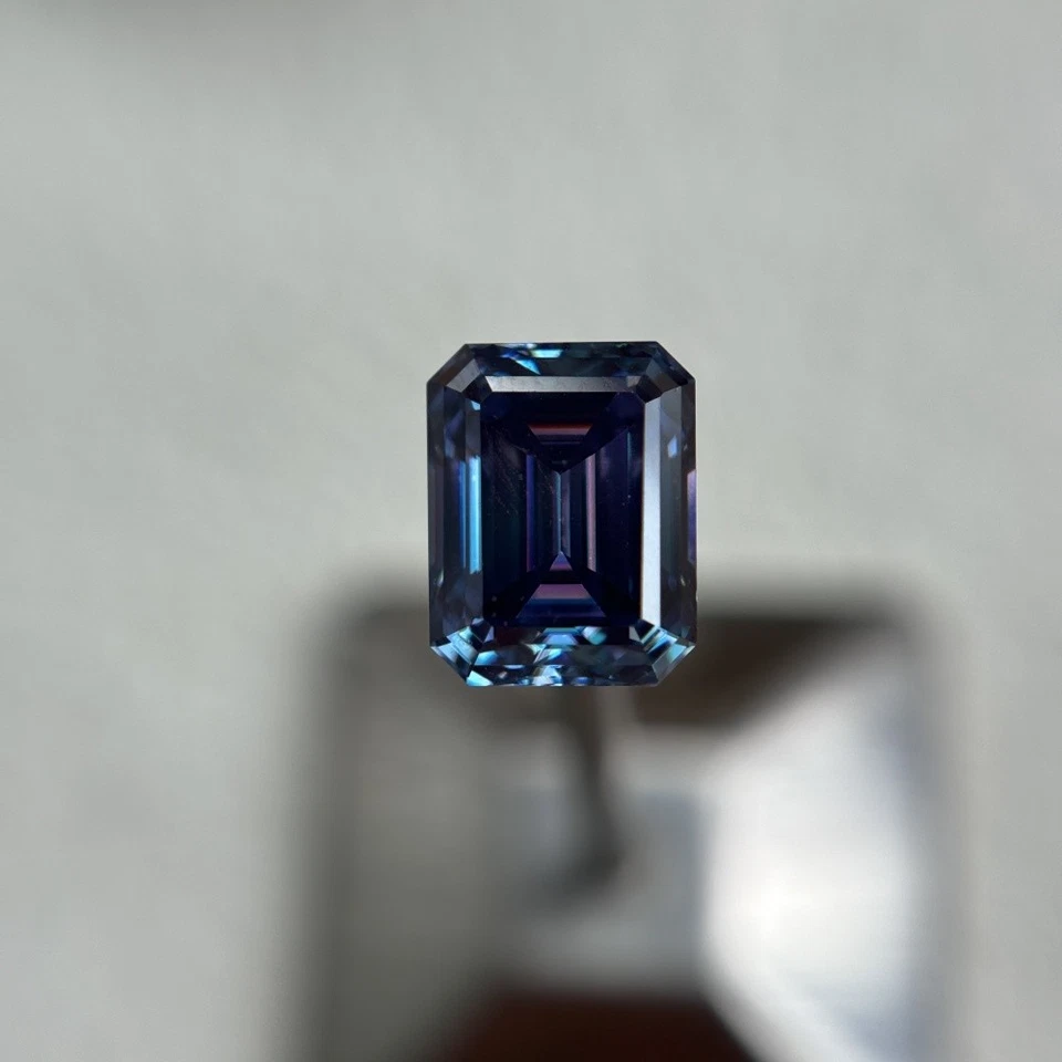 Emerald Cut 1PCS 5x7-10x14mm Sapphire Loose Moissanite Gemstone GRA Certificate - Image 3 of 4