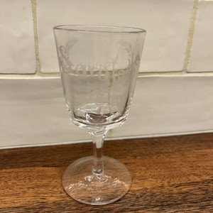 Antique Victorian Footed Gift Glass Etched ‘Lottie Saratoga 1890’