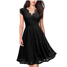 Women Lace Mini Cocktail Evening Xmas Party Swing Dress Ladies Plus Size 8-24