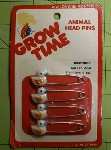 Vintage Grow Time Diaper Pins Ducks Stainless Steel Rustproof NEW Sealed - Bild 5 von 7