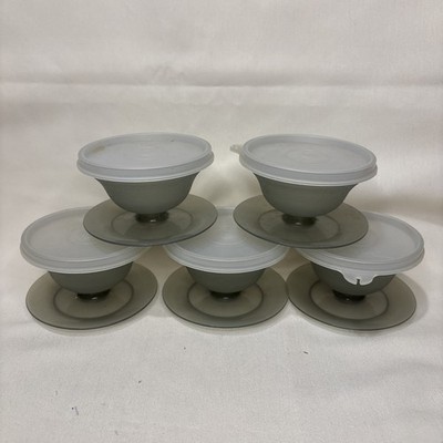 Vintage Tupperware Dessert Custard Pudding Parfait Cups w Lids 754-31 Set of 5