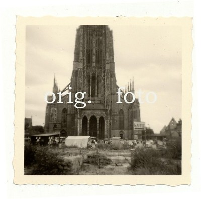 Orig.  Foto um  1948 Ulm  Münster Kaffee Markt
