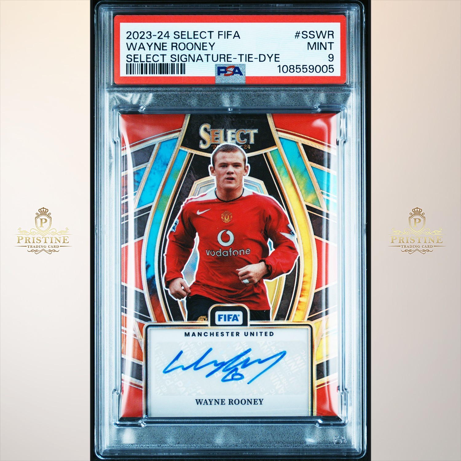WAYNE ROONEY 2023-24 Panini Select FIFA Signature Tie-Dye Auto /4 PSA 9 1F