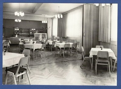 Schwarzburg in Thür. 1973, FDGB-Erholungsheim J. W. von Goethe, Speisesaal