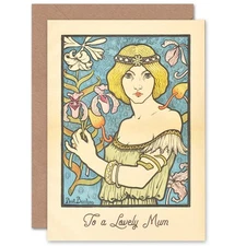 Mothers Day Art Nouveau French Paul Berthon Salon Des Cent Mum Mom Greeting Card
