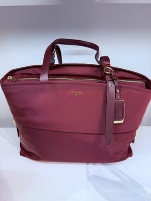 NEW Tumi Voyageur CAM LARGE Nylon 15.25  Laptop Tote Bag - WINE with GOLD