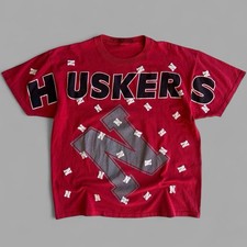 Vintage 90s Nebraska Huskers University All Over Print College T-Shirt Size XL