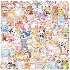 100PCS Cute Animal Stickers, Holographic Stickers for Kid, White