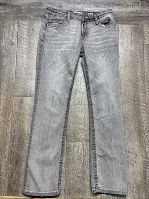 BKE Carter Straight Denim Jeans Mens 33R Gray Cowboy Western Stretch Jean Buckle