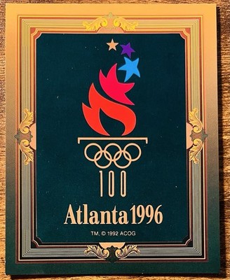 RARE 1992 PROMO LARGE 3 1/2'' X 4 1/2'' OLYMPIC'S TRADING CARD ATLANTA 1996 NM-MT