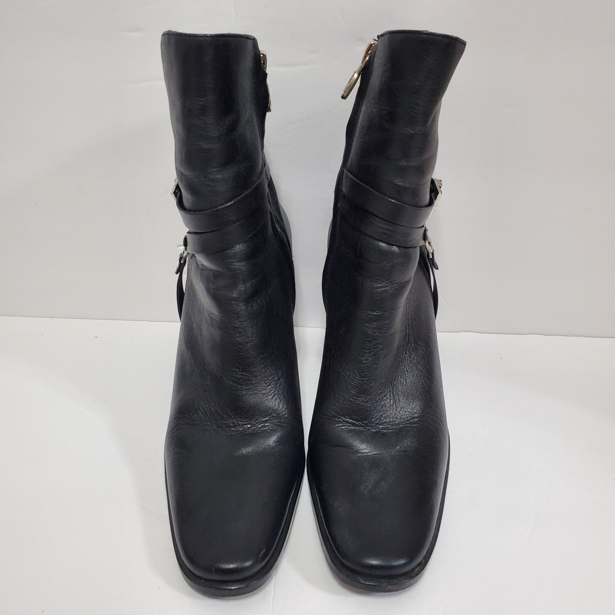 Harley Davidson Leather Black Stiletto Side Zip Motorcycle BOOTS