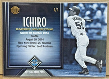 Ichiro Suzuki 2017 HBP Milestone Career Hit #2814 8/20/2014 1/1 Scott Feldman SP