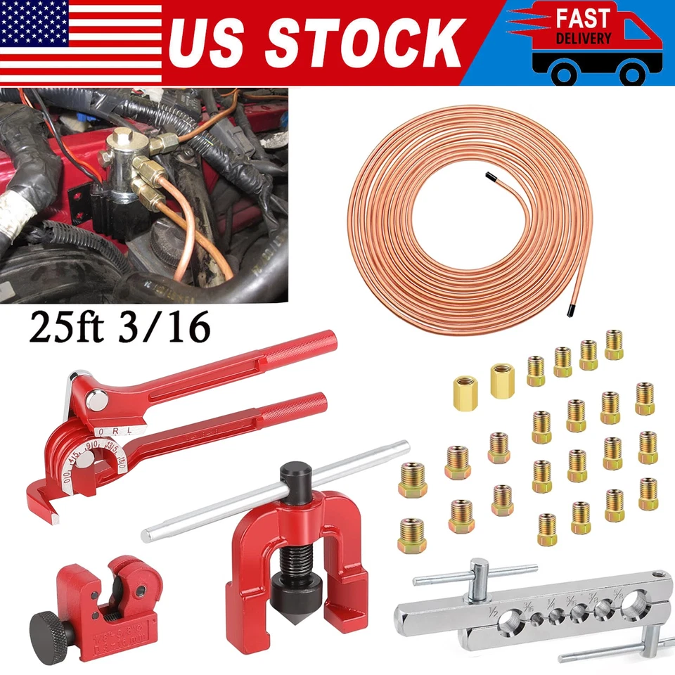 26Pack 3/16" Brake line kit Include 25 FT Copper-Plated Brake Lines with Fitting Foto 2 de 4